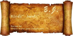 Biró Jenő névjegykártya